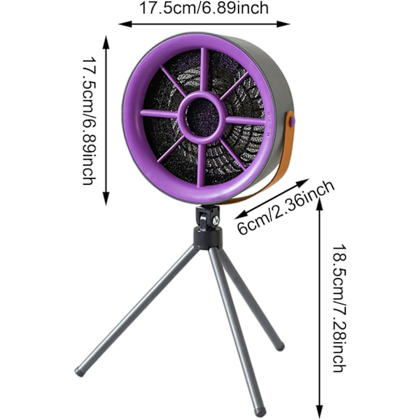 Kompakt emhætte/ventilator/mini emhætte, velegnet til grill og camping. Grå (lilla)