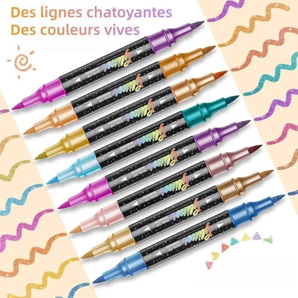 36-pak Dual-Tip Shimmer Glitter Markers – 72 Glitterfarver – Kunst & Håndværk