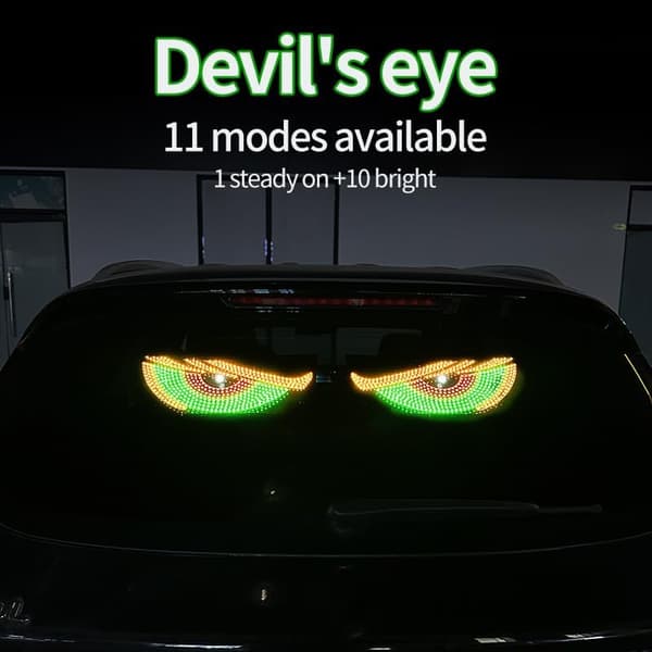 Dynamiske Demon Eye LED-frontrutelys - USB-kontrollerte dekorative lys for lastebil/bil med trykknappbryter (grønn) green