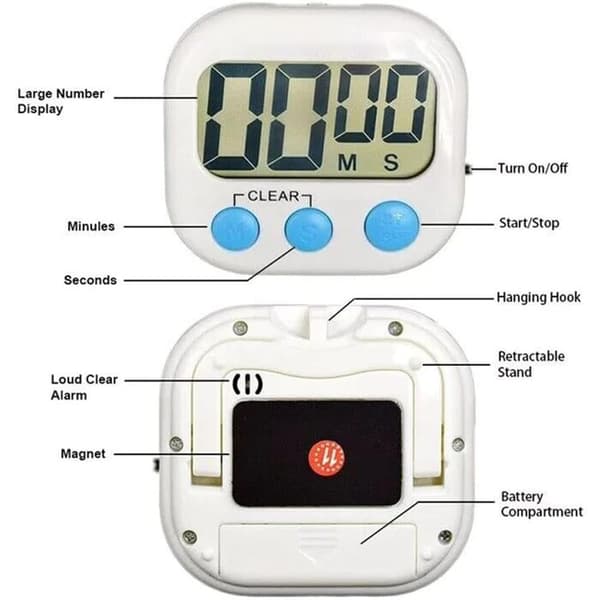 Klassetimers til lærere Børn Stor Magnetisk Digital Timer 2 pak White