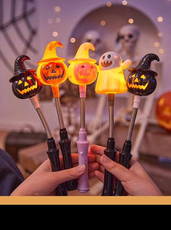 Blinkende Lys Halloween Heks Gresskar Lanterne LED Tryllestav