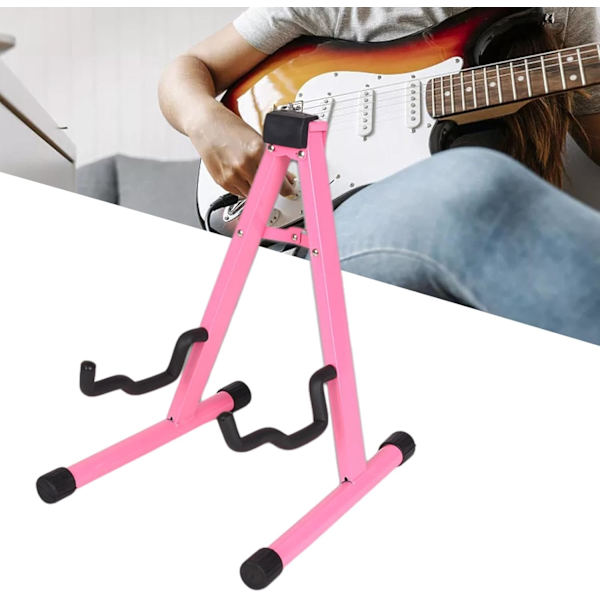 Universellt hopfällbart instrumentstativ, gitarrstativ, A-ram musikstativfäste, rosa
