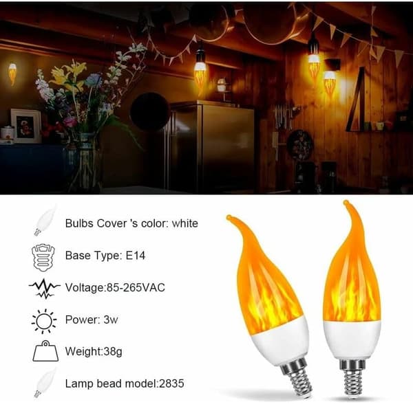 E14 Led-liekkilamppu 3W 4 kpl Koristevalaistus