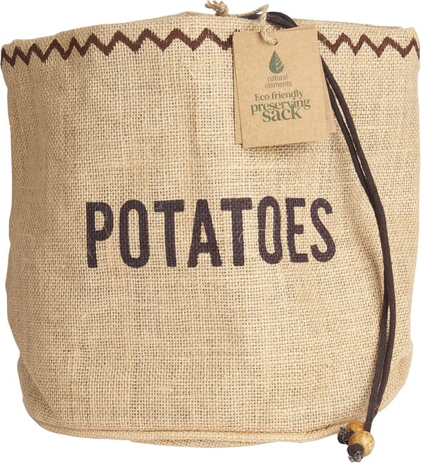 Jutepåsar med dragsko för grönsaksförvaring - Perfekt för potatis, vitlök, lök, bröd & morötter Potatis