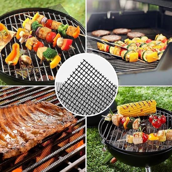 Set om 5 – BBQ-mattor – Ugnsmatta – Bakplåt Grillmatta – BBQ-gallerfoder – Non-Stick – Grill – Ugnsskydd – BBQ-tillbehör – BBQ-foder – 40x33cm