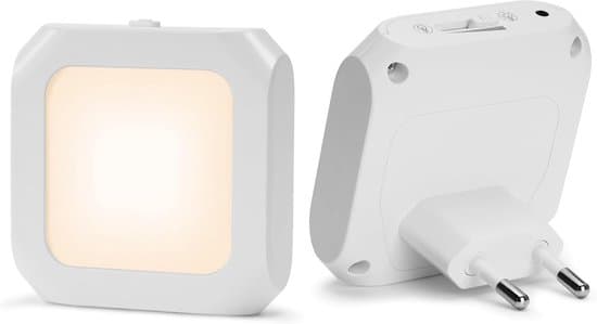 Nattlys - Plug-in nattlys - Nattlys for voksne - LED nattlys - Med skyvedimmefunksjon - Egnet for soverom og trapper (2-pakning)