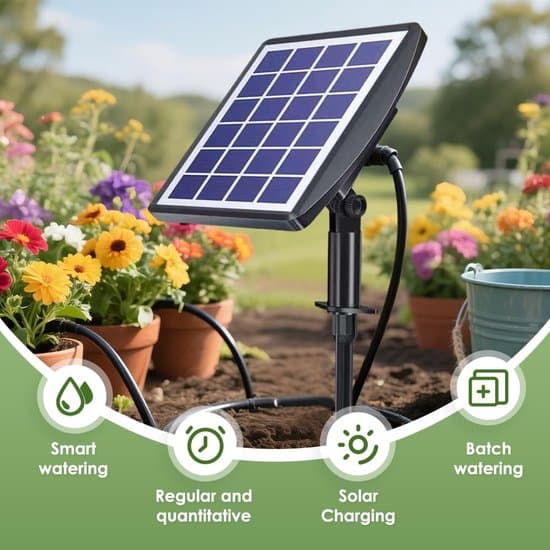 Solar Drypvandingssystem – Automatisk Vandingssystem med Timer – Til Have og Drivhus – Egnet til 10 Potter – 10 Meter Slange
