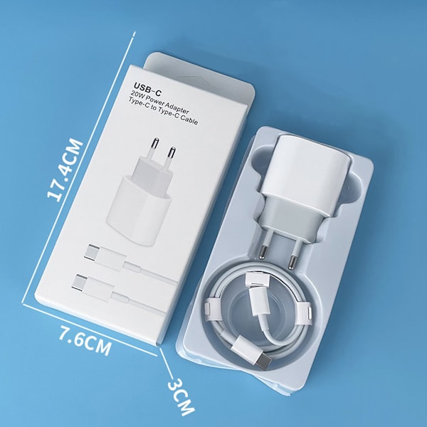 4 stk. oplader til iPhone 15 + 2M kabel Hurtig oplader USB-C til USB-C