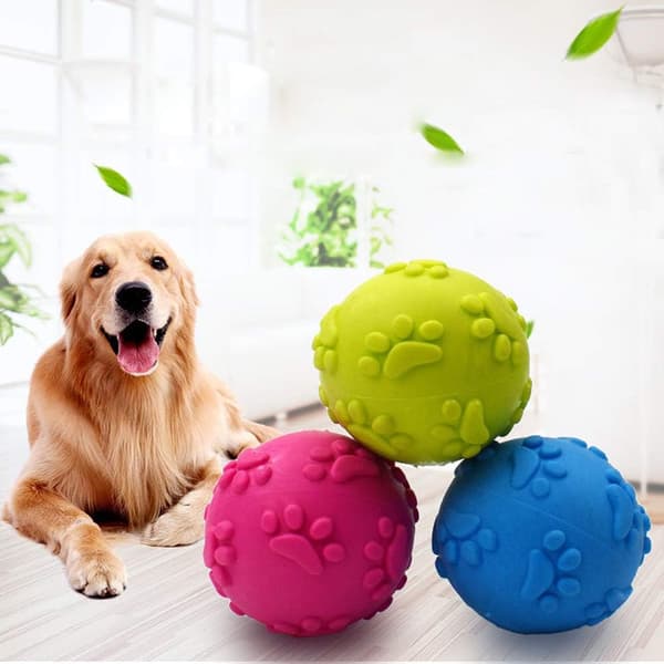 Hundelegetøj, egnet til små, mellemstore og store hunde: hundebolde, pibende legetøjsbolde, 3 stk.