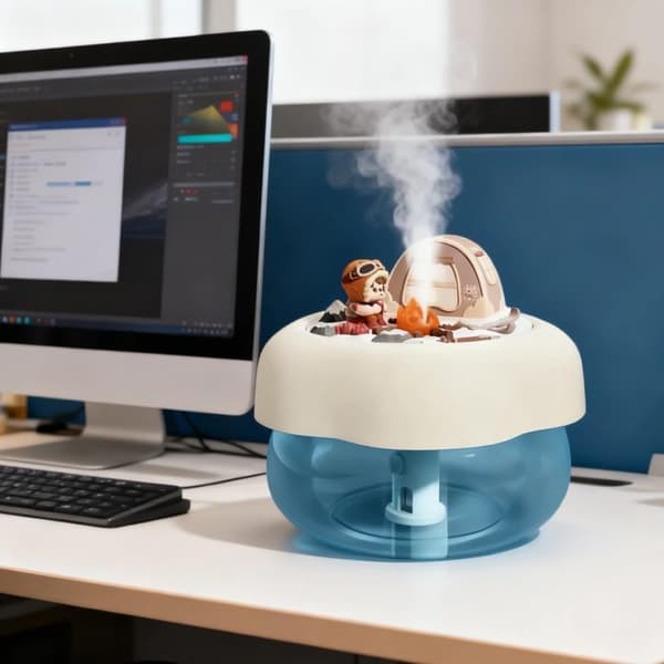 LED Stemningslys Luftfugter med Aroma Diffuser | 3-i-1 Ultrasonisk til Soveværelse, Kontor & Børneværelse (Blå) blue