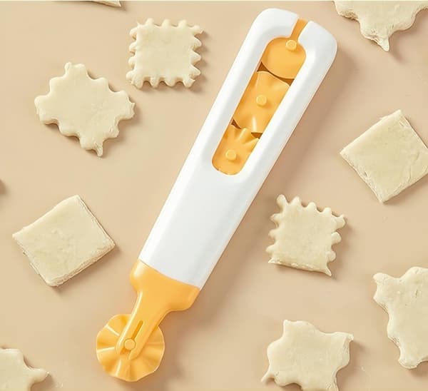 4-i-1 Pastaskjærehjul med utskiftbare ruller, Ravioli, Kake, Pizzadeigkutter