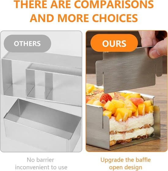 Kakeboks - 1 rektangulær bakeplate, justerbar mousse kakeform med avtakbare sidepaneler for tilberedning av kake, brød, tiramisu (30 cm)