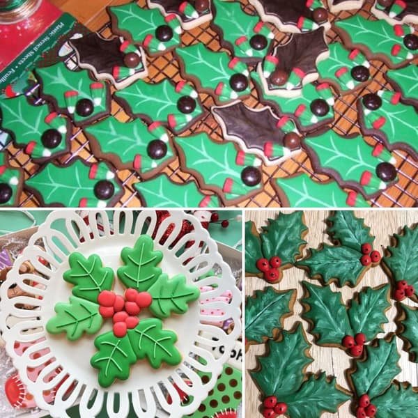 Pepparkaksformar med järneksblad, set med 4 bladformer, kakformar i rostfritt stål.