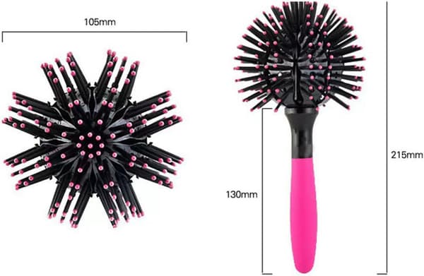 Rund hårbørste, krøllet hårbørste, rund kuglehårbørste hovedbundsmassage til krøller til udfiltring, formning og krøller (Pink)