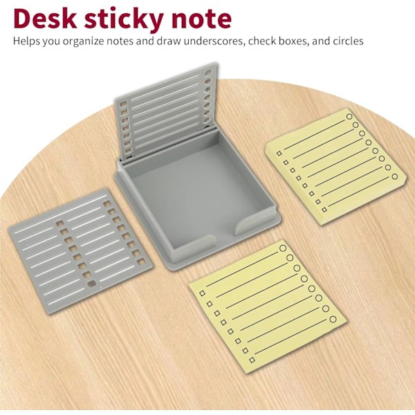 Sticky Note Stencil 2 stk. Sticky Note Holder - Kontor/Studie Opbevaringsboks (Lysegrå & Sort)