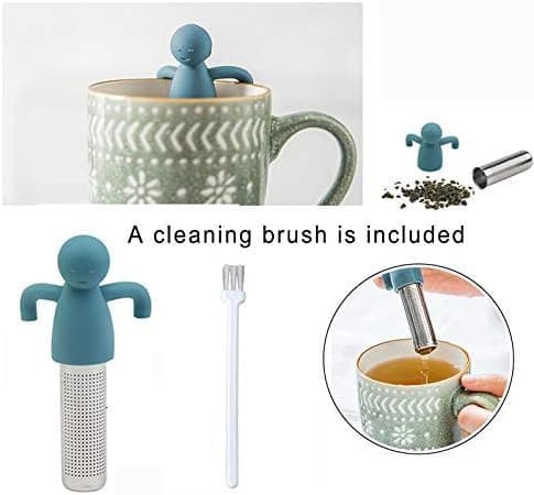 Te-infuser, söt lös te-sil, finmaskig tebollssil och diffusor i rostfritt stål med silikonlock, för tekoppar och muggar.