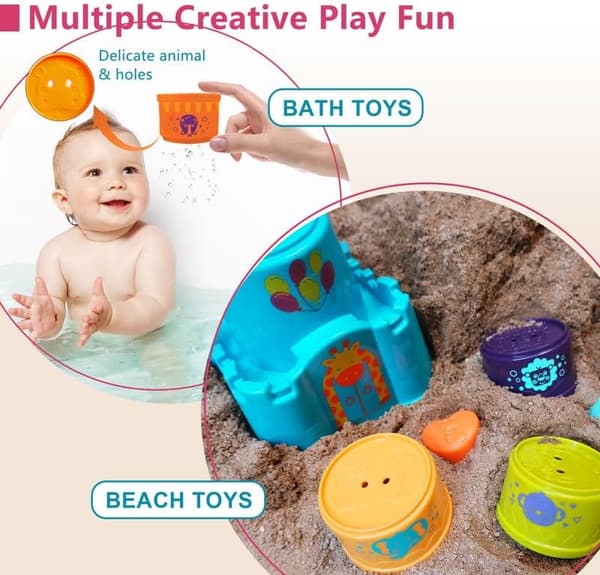Baby Stacking Legetøj til Småbørn 1-3 år, Nesting Kop Form Sorterer til Spædbørn 6 til 12-18 Måneder, Lærings Stackable Blok, Fødselsdagsgave til Pige Dreng 9 Måneder