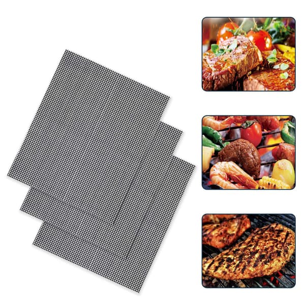 Set om 5 – BBQ-mattor – Ugnsmatta – Bakplåt Grillmatta – BBQ-gallerfoder – Non-Stick – Grill – Ugnsskydd – BBQ-tillbehör – BBQ-foder – 40x33cm