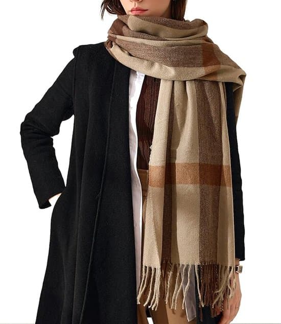 Strikket vintertørklæde til kvinder – Lang, blød stola som et elegant sjal – Varmt tørklæde til kvinder