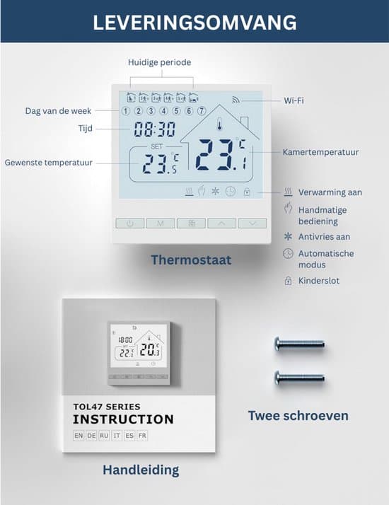 Centralvärmetermostat – Trådlös med Wi-Fi – Med App – Vit