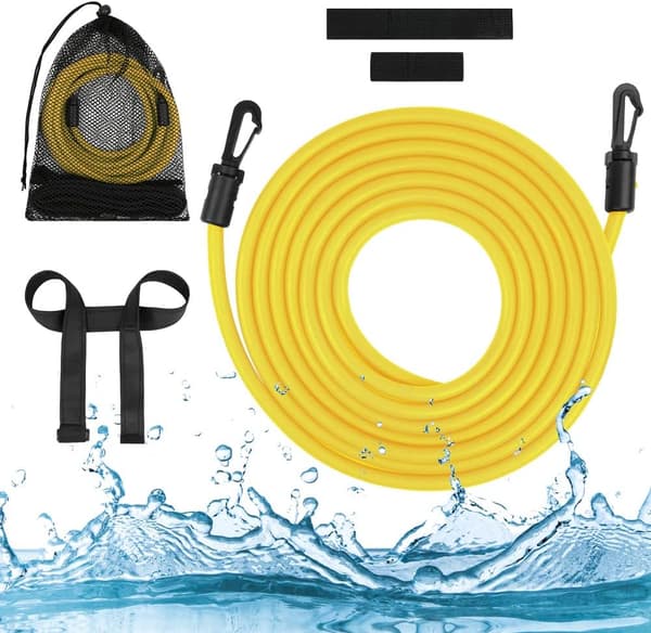 Svømme Modstandsbånd, Poolbælte, Justerbart Svømme Modstandsbånd, Justerbart Elastisk Poolbælte Yellow 3 Meters