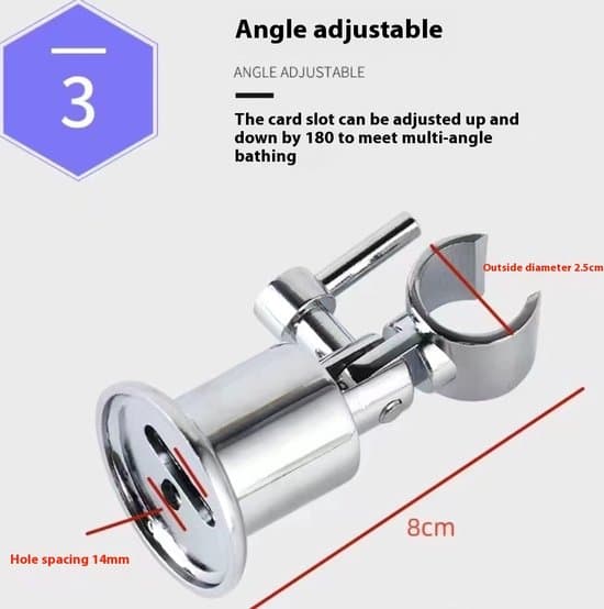 Dusjhodeholder – 180-graders dusjholder – justerbar – inkluderer skruer