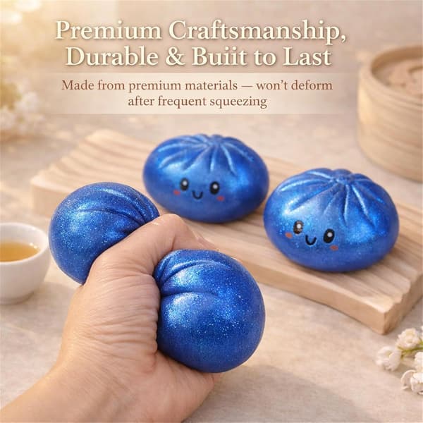 Glitter Dumpling, Glitter Dumpling Squishy med æske, Dumplings Sensorisk Klemmelegetøj til Stresslindring Hvid+Rød+Guld White+Red+Gold