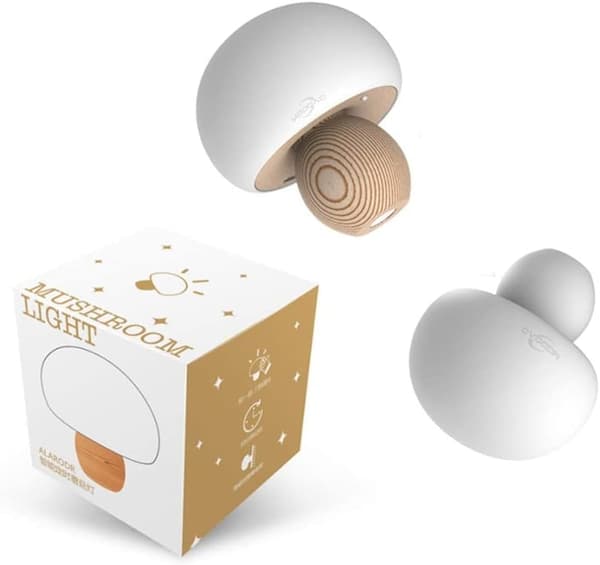 Soppformet nattlys, søtt LED-lys, silikon, USB oppladbart, berøringssensor, stemningslys, nattbordslampe til soverommet.