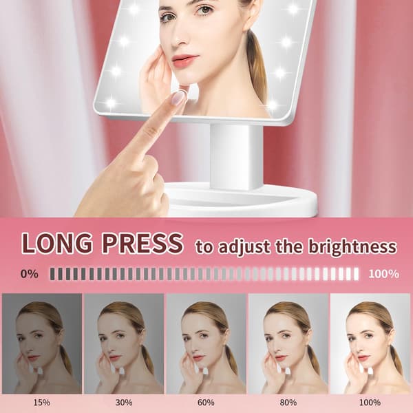 Makeup spejl med LED-lys - justerbar lysstyrke - hvid