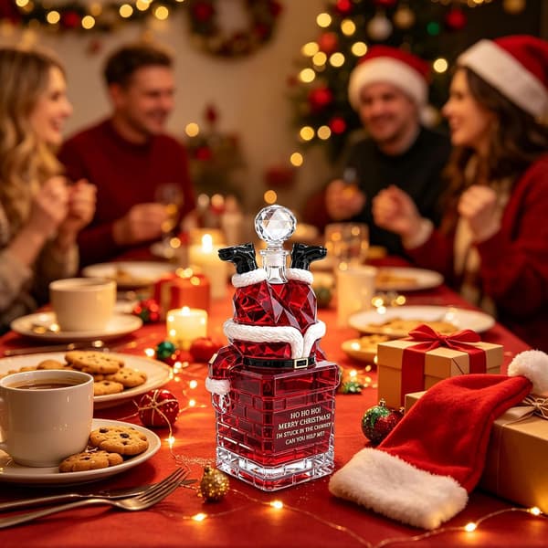 2026 Ny tomte fast i skorstenen julwhiskykaraff 370ml
