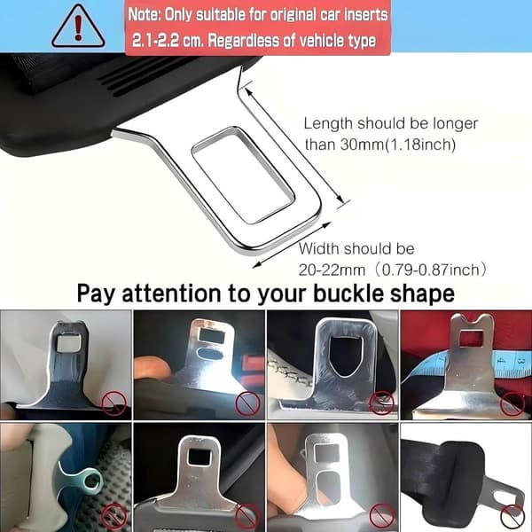 Setebelteforlenger - 2 Setebelteforlengere - Bilsetebelteadapter - Passer de fleste biler - Bilsetebelteforlenger Biltilbehør - 12cm