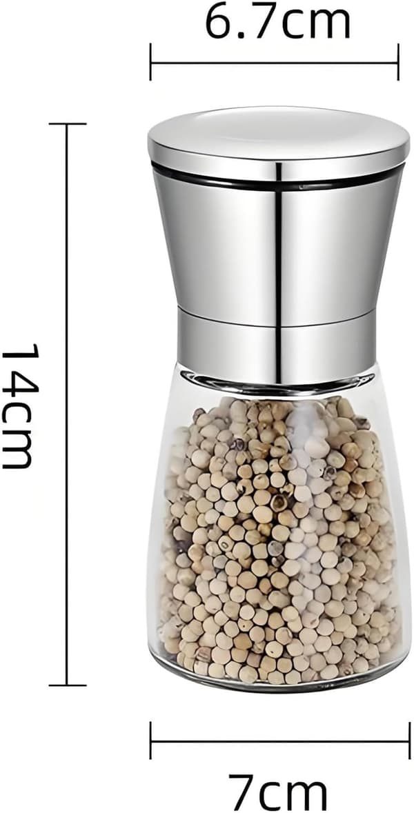 Rustfri stål salt- eller peberkværn, premium krydderikværn med keramisk blad, 150 ml