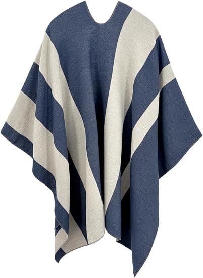 Dam Sjal Omlott Öppen Framsida Poncho Cape Kofta för Höst Vinter Resepresent