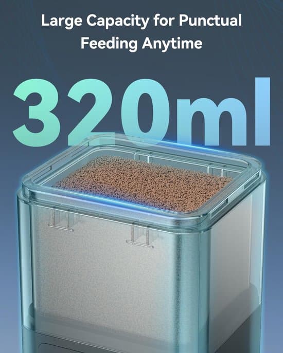 Automatisk Fiskefoderautomat – 320 ml – med Timer – Egnet til Piller og Pulverfoder – Egnet til Akvarier og Damme – Nem at Måle og Tilføje Foder