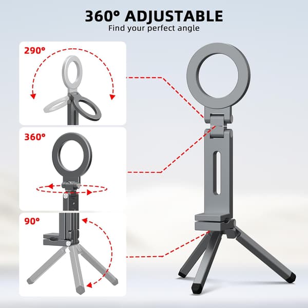 Magnetisk Tripod Selfiepinne med MagSafe-adapter - Vikbar Resetelefonhållare för iPhone 17 16 15 14 13 12 Pro Max Mini & Android