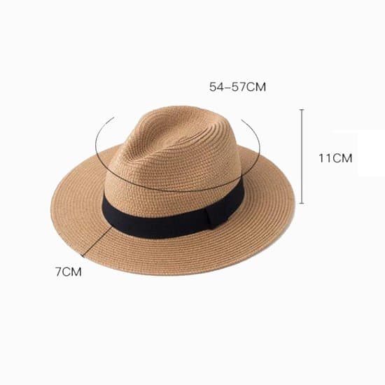 Panamahat - Solhat - Rejsehat - 54-57 cm - Sommersolhat - Justerbar - UV-solhat - Stråhat - Strandhat - Velegnet til havearbejde, strand, pool