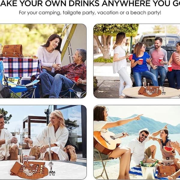 Canvas Cocktail Tool Storage Bag – Portabel Bartender Rollväska för Resor, Camping, Utomhusfester (Inga Verktyg Ingår)