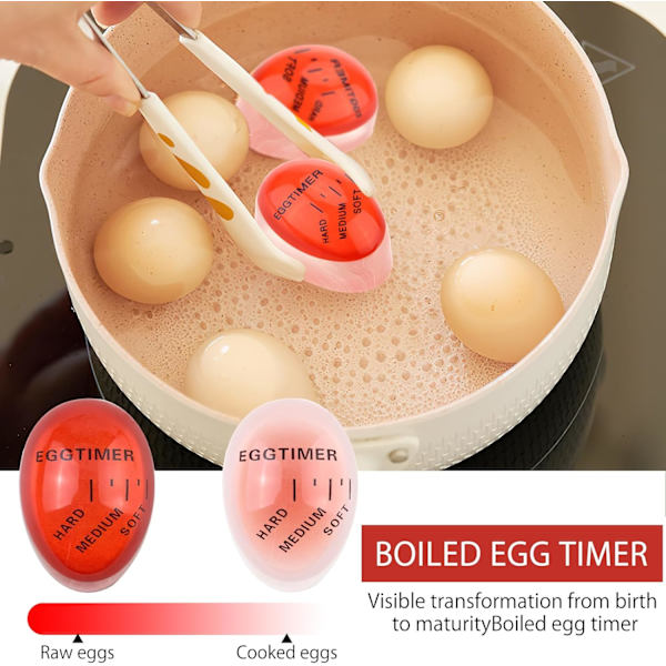 Pakke med 4 Egg Timer Egg Timer Egg Koking Varme Sensitiv Fargeendring Egg Timer for Koking Egg Timer Kontroll Myke Hardkokte Egg (Rød)