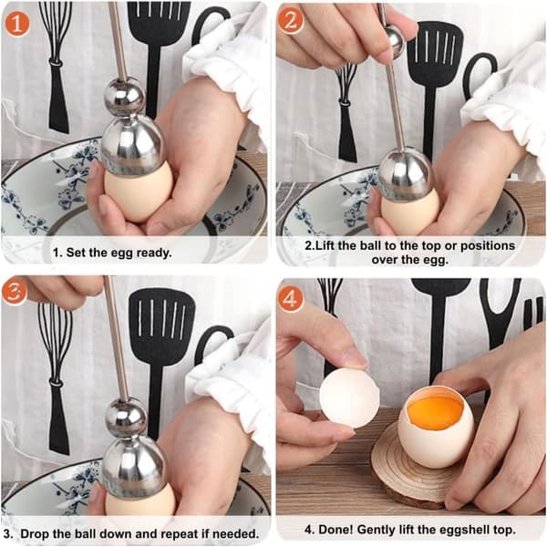 Egg Topper - Eggeskallåpner, eggknekkerverktøy i rustfritt stål for myke eller hardkokte egg, eggseparator eggeskallfjerner for harde rå kokte egg