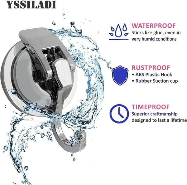 Starka sugkoppskrokar för badrumsbruk; vakuumförseglade, återanvändbara.