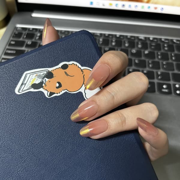 10 stk. orange gradient fransk manicure, elegant, enkel og flatterende, håndlavet, medium oval form. s