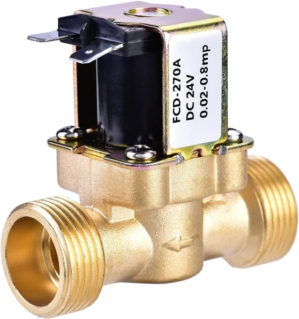 Messing elektrisk magnetventil, 3/4 tomme, DC 24V, normalt lukket, til vandkontrol