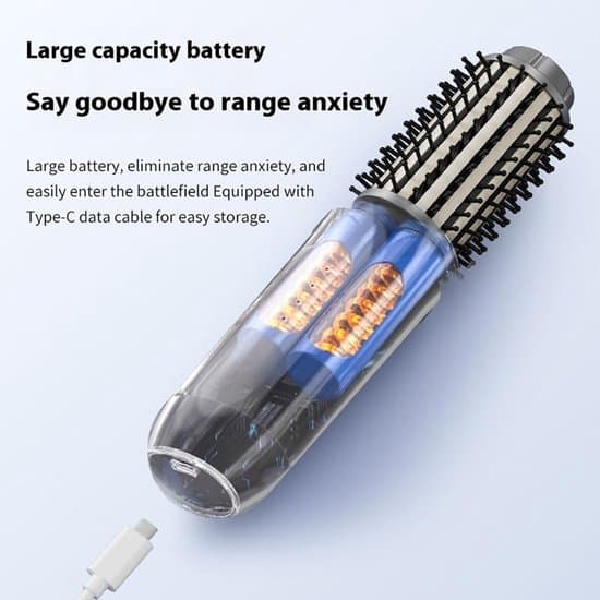 Ledningsfri krøllebørste - USB genopladelig - 3 temperaturindstillinger - Grå