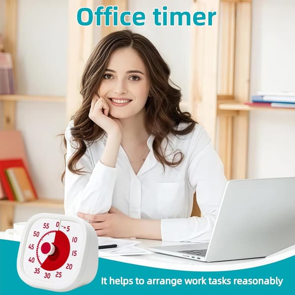 Visuel timer til børn - 60 minutters visuel børnetimer til klasseværelse, hjemmekontor, nedtællingstimer til madlavning, undervisning, arbejde, møde (hvid)