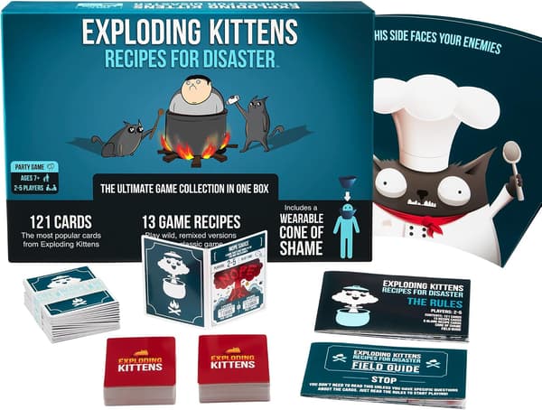 Exploding Kittens Recipe for Disaster Deluxe spillsett fra Exploding Kittens - Kortspill for voksne, tenåringer og barn - Morsomme familiespill