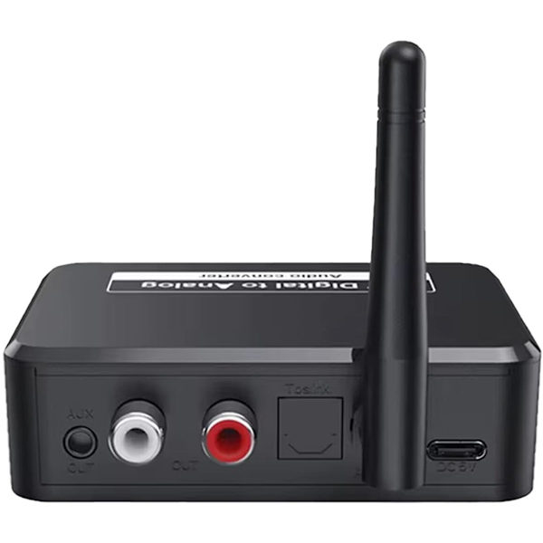 Bluetooth Audio Adapter - BT 5.3 - SPDIF/3.5mm AUX//RCA/USB - Bluetooth Audio Receiver - B35T - Sort