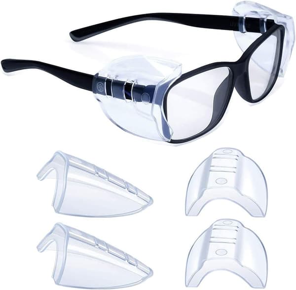 2 par brillesideskjolde, slip-on klare sideskjolde, passer til mellemstore til store briller S