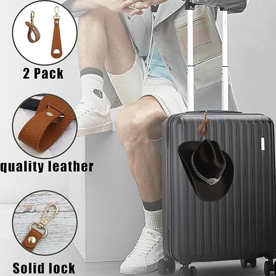 6-pack hattklämma, hattklämma för resor, vävda resväskor för backpackingbagage, skyddar hatten från att falla (brun)