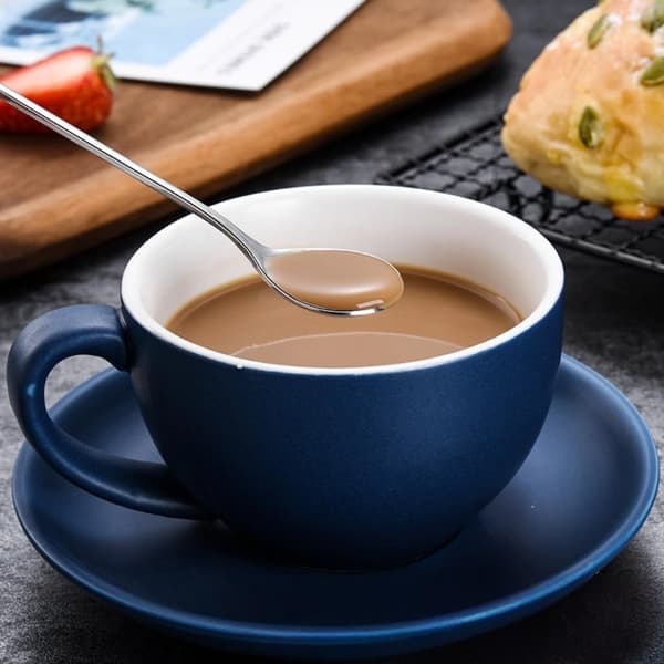 Teske Suppe Node Ske Kaffeske Rustfrit Stål Dessert Is Ske (Sølv 4-Stk)