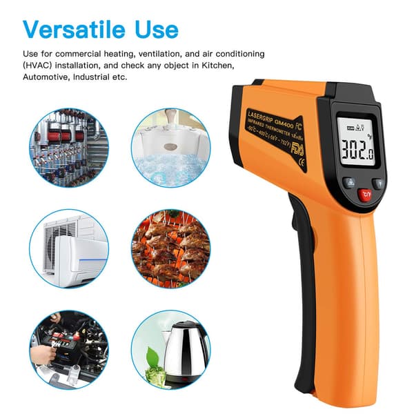 Infraröd termometer, -50°C till 400°C (-58°F till 752°F) Digital laser infraröd termometerpistol